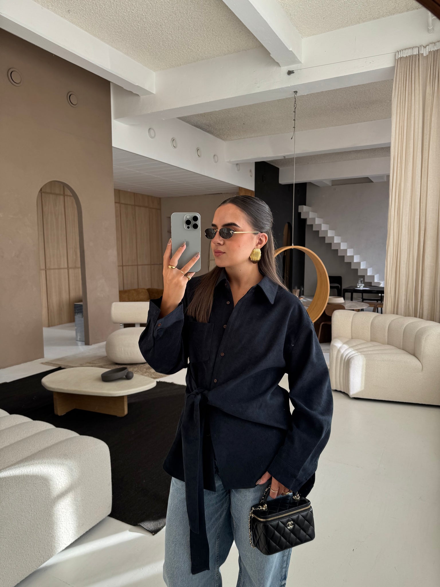 Chemise à nouer bleue marine (MA7739)