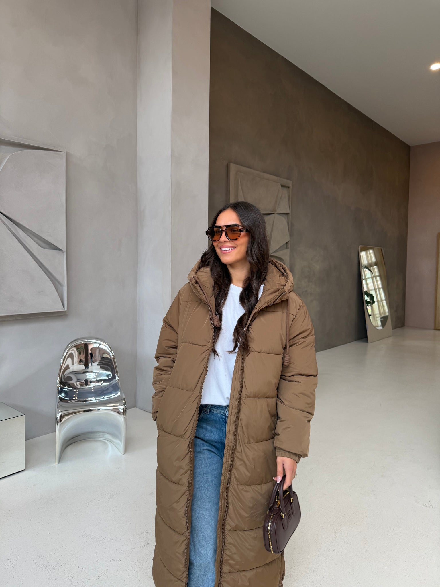 Doudoune DINA longue marron (J003-3)