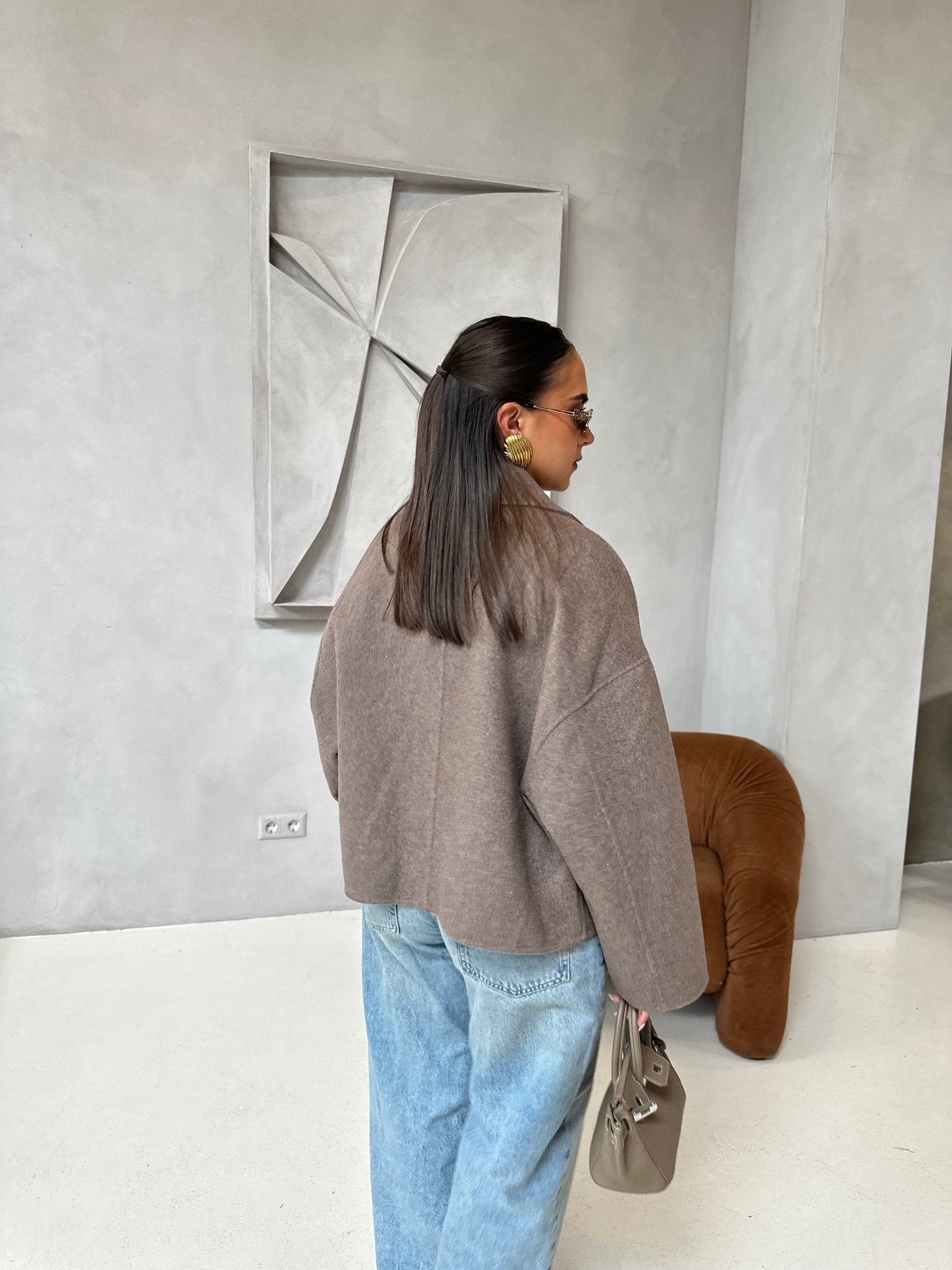Manteau laine ROSIA taupe (M-2502)