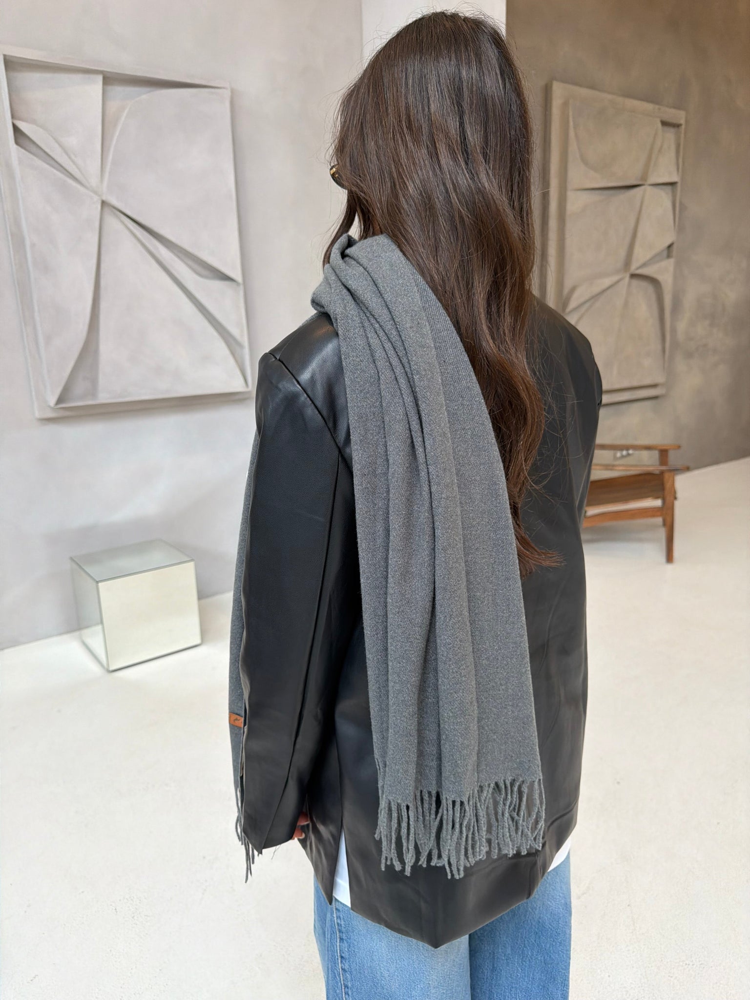 Écharpe cachemire grise