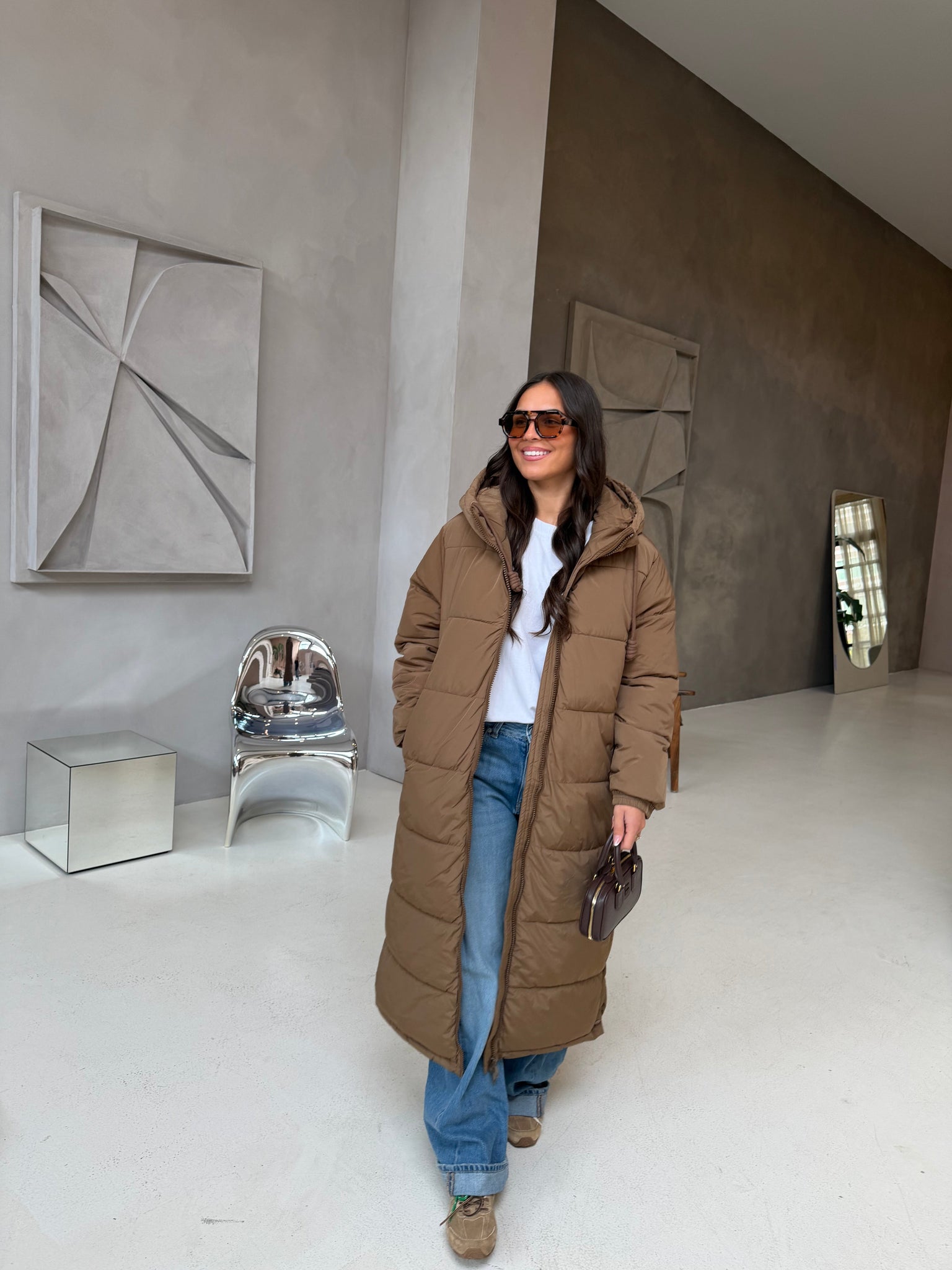 Doudoune DINA longue marron (J003-3)