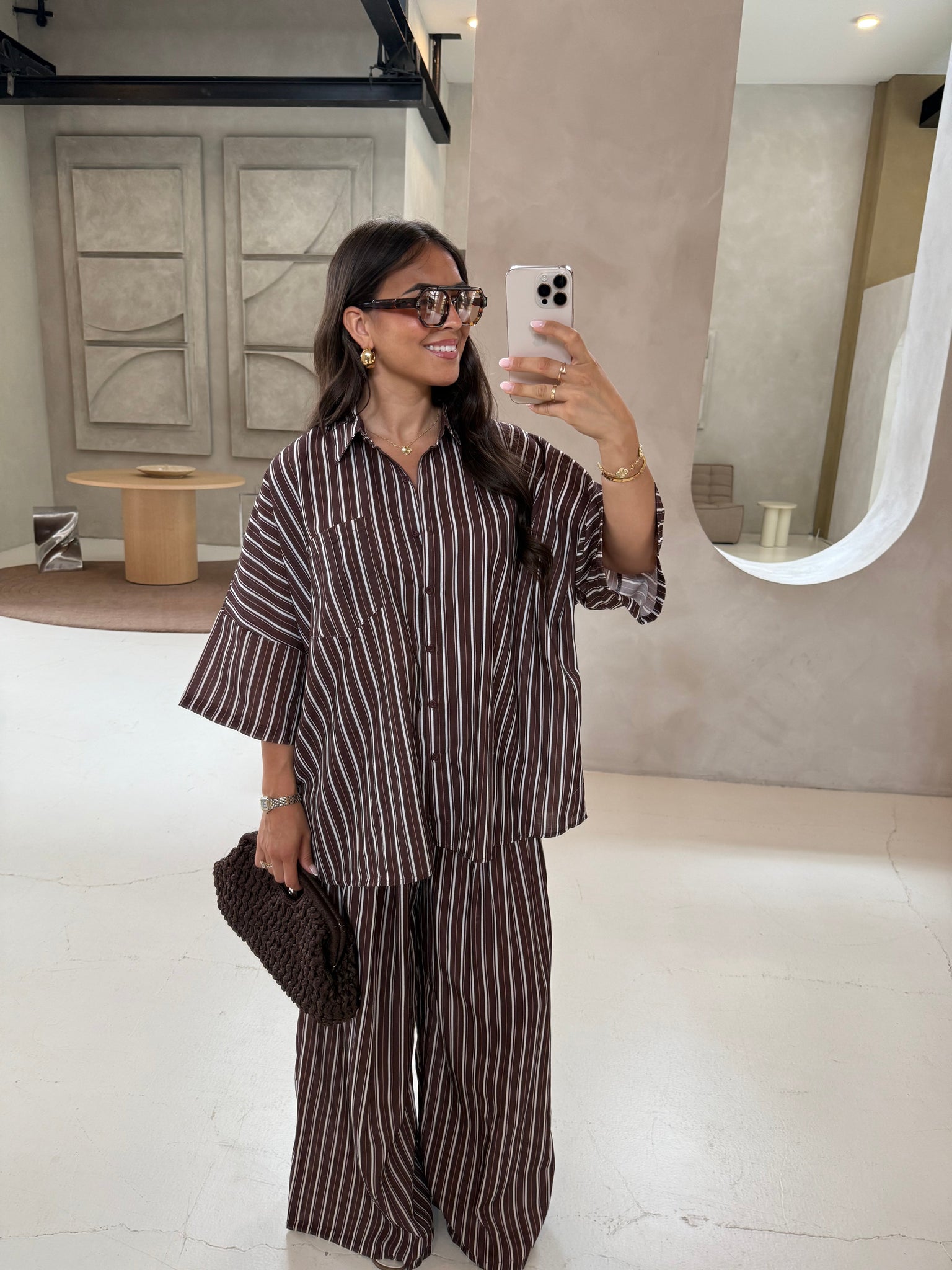 Ensemble SABA rayures marron
