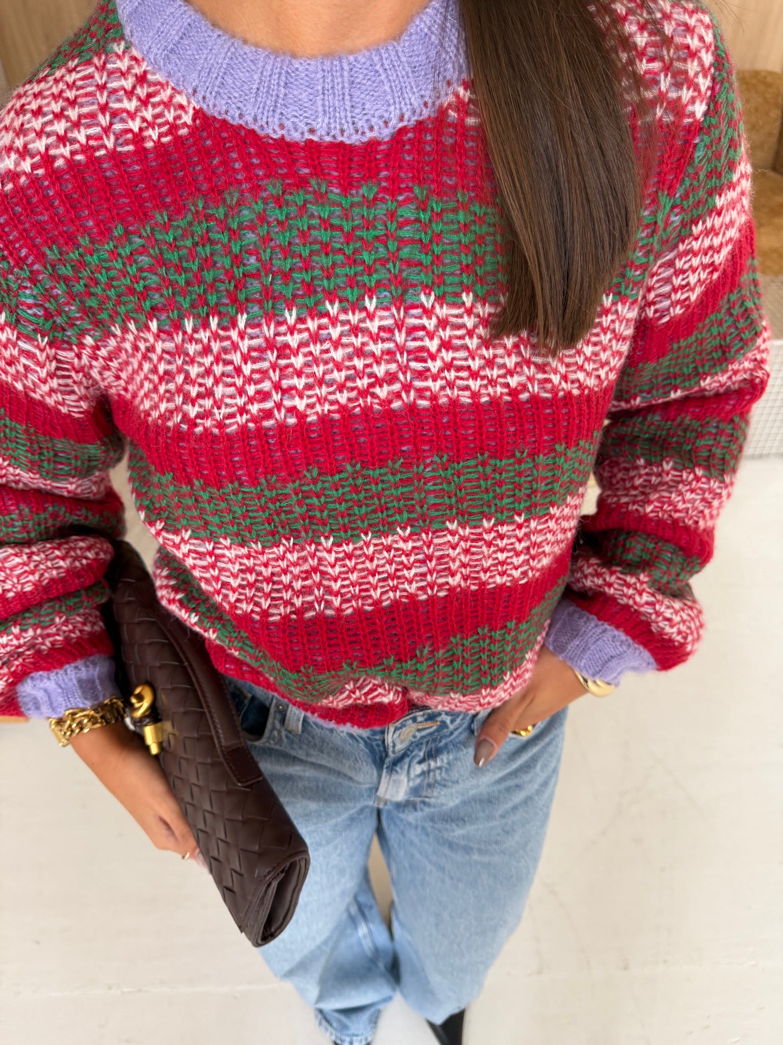 Pull crochet violet/vert (24203413)