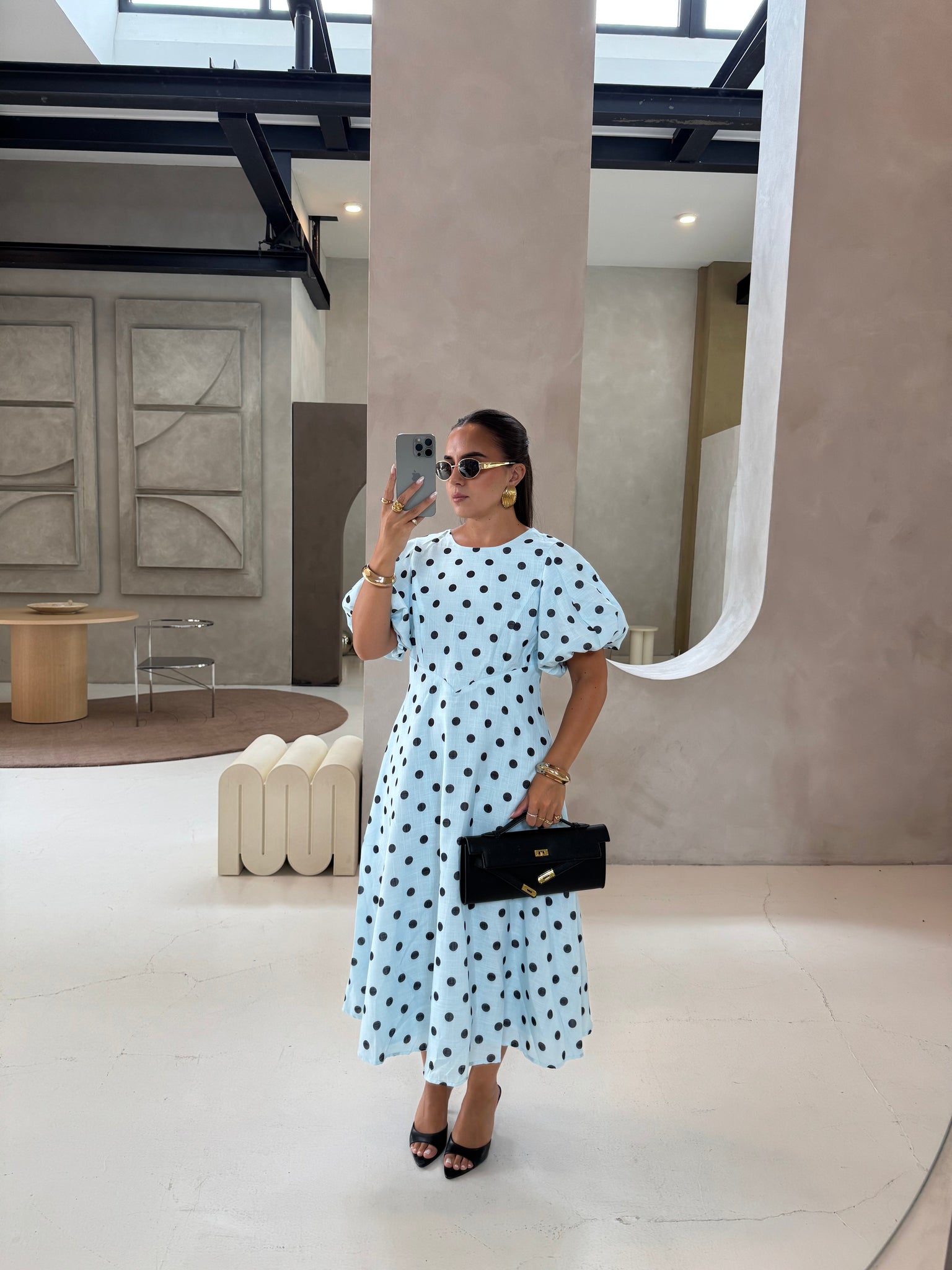 Robe print bleue (R8079)
