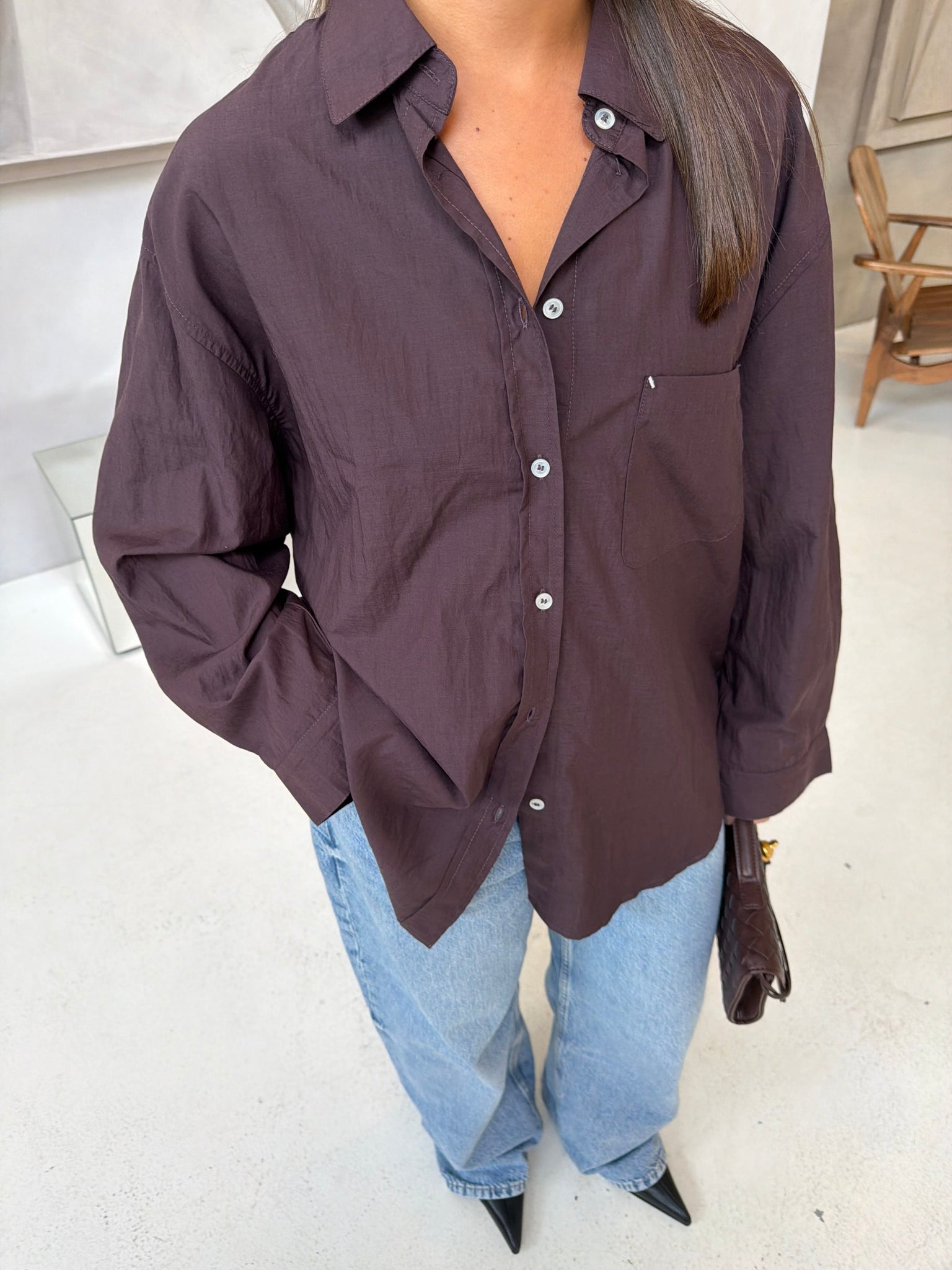 Chemise Lina  foulard marron bordeaux (MA7601)