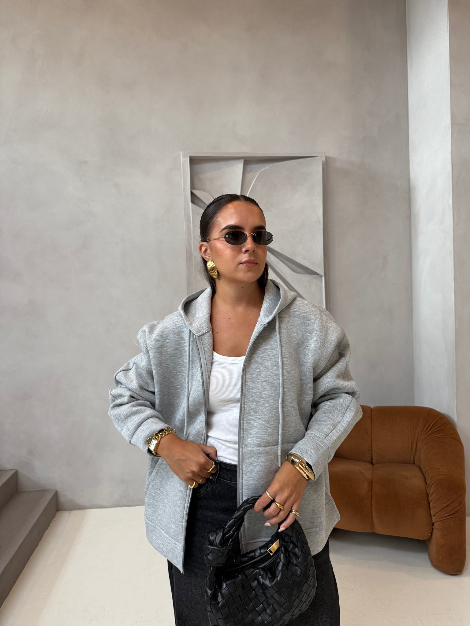 Gilet gris à zip (jw1822)