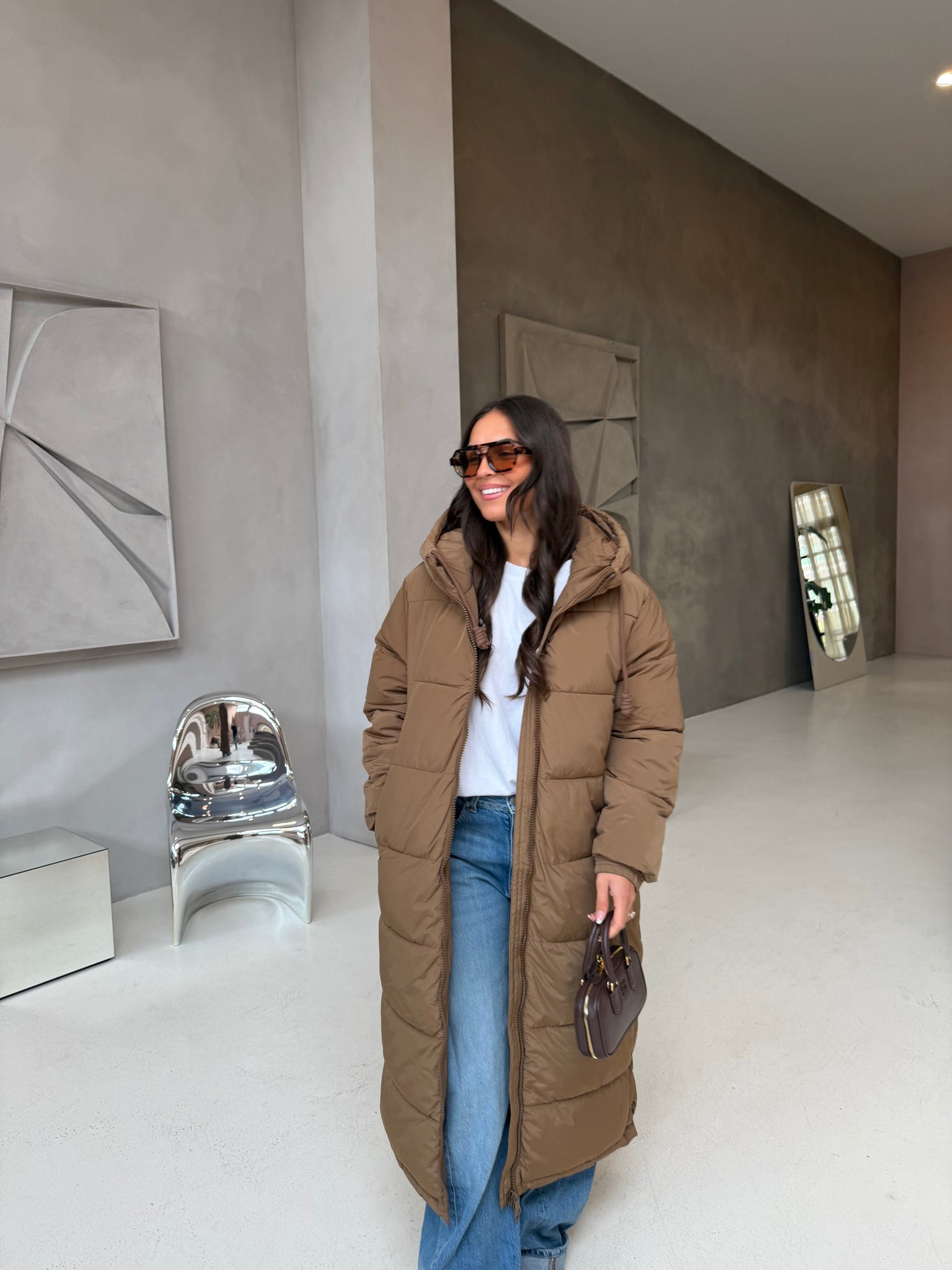 Doudoune DINA longue marron (J003-3)