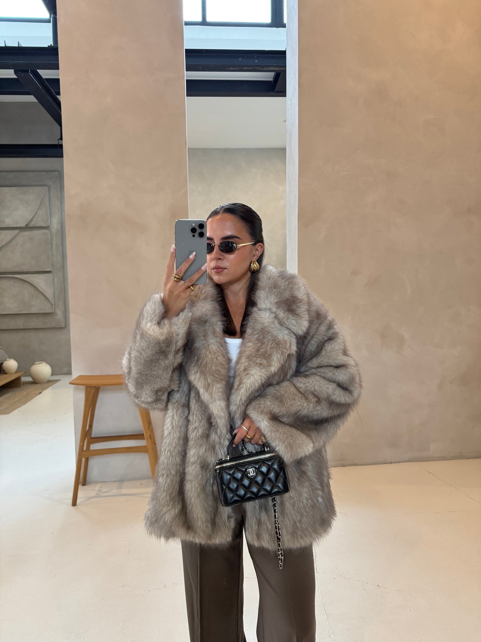 Fourrure SOA longue beige (JZ3037)