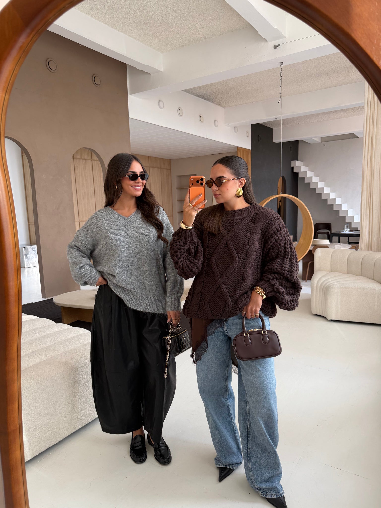 Gros pull en tricot marron (2216)