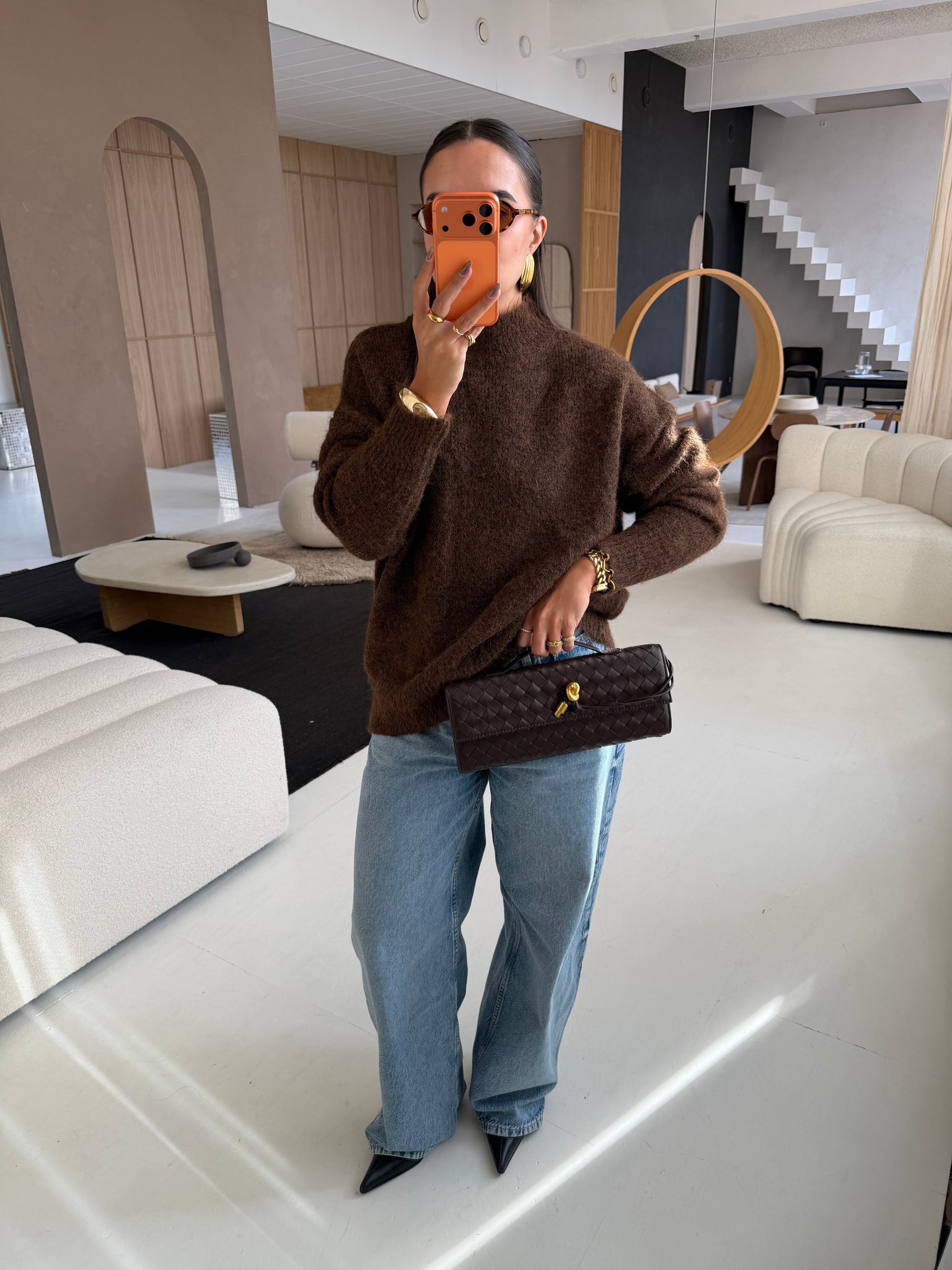 Pull col roulé IVI marron (XS009)