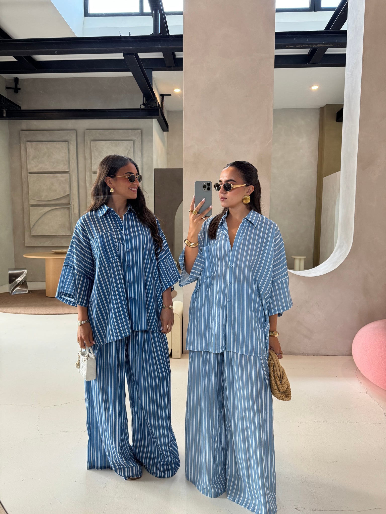 Ensemble SABA rayures bleu foncé